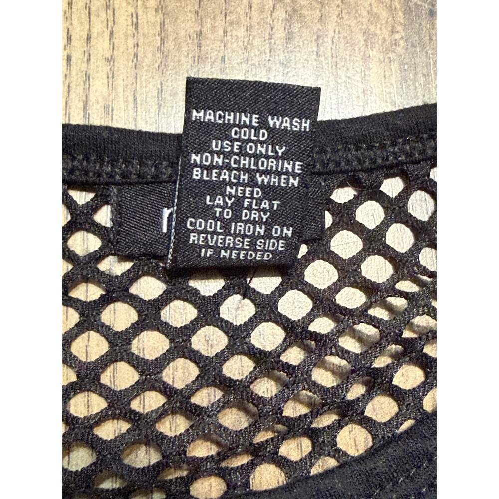 rue21 Mesh Top Womens Small Black Long Sleeve Net Overlay Goth Punk - Picture 6 of 9